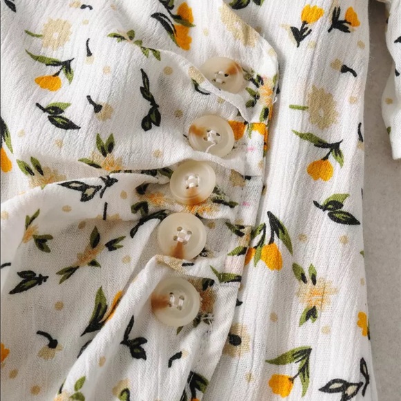 Boho Floral Gypsy Print 60’s Midi Dress Yellow - Picture 2 of 6